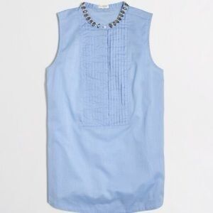 J. CREW Factory Jeweled Collared Pin Tuck Top